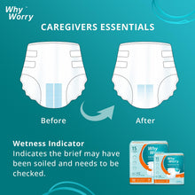 Load image into Gallery viewer, WhyWorry Adult Nappies for Women and Men, Medium, 15 Count Disposable Adult Diapers, Incontinence Briefs with Maximum Absorbency, Overnight Protection, Odor Control, Unisex
