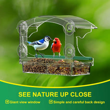 Load image into Gallery viewer, Window Bird Feeders with 4 Strong Suction Cups and Detachable Seed Tray for Small Birds only, BPYOT Acrylic Clear Bird Feeders are Unique Gardening Gifts for Elderly Grandpa/Grandma/Grandparents
