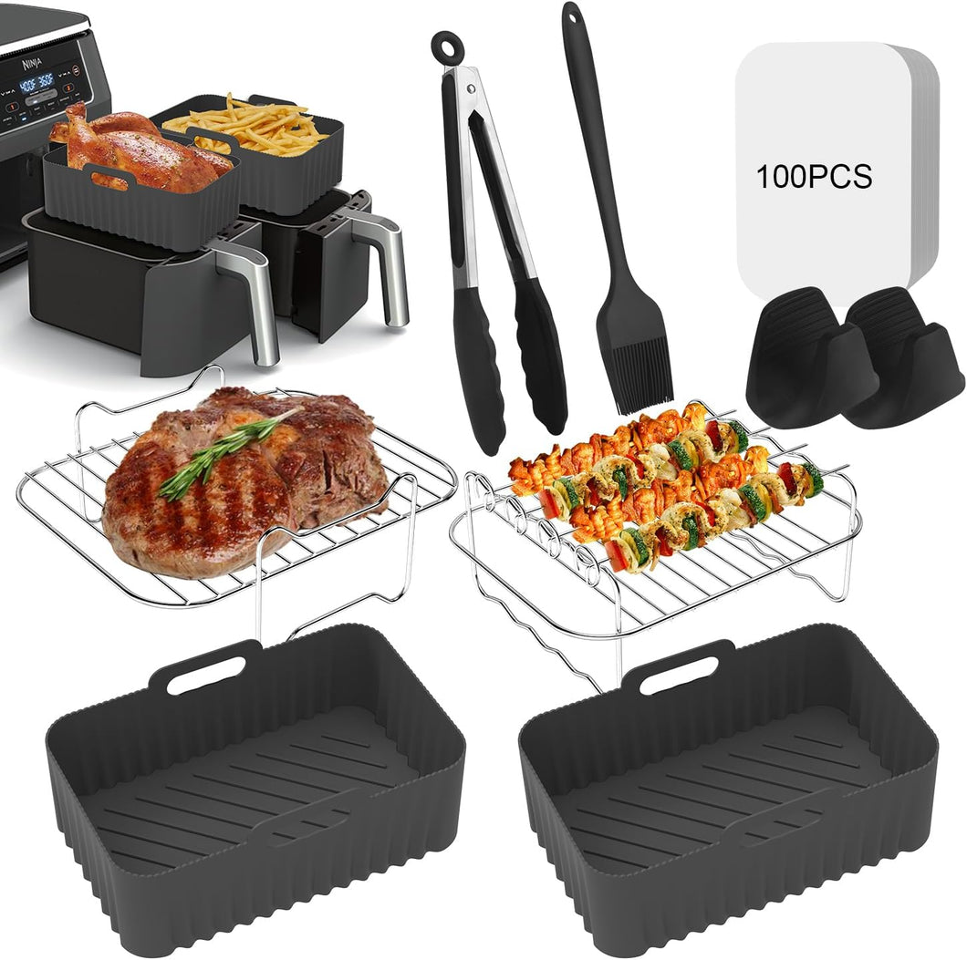 Large Size Air Fryer Accessories, 9Pcs Dual Air Fryer Accessories for Ninja Food