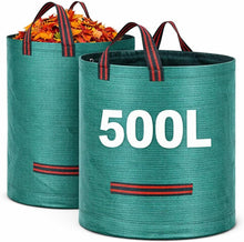 Load image into Gallery viewer, Garden Waste Bags Heavy Duty Reusable Sacks with Handles Set of 2 with gloves  500L
