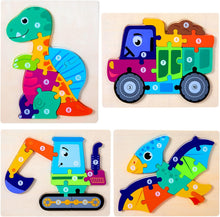 Load image into Gallery viewer, HUADADA Toddler Toys Puzzles for 2 3 4 Year Olds Kids Dinosaur Jigsaw Animals Number Shape Puzzle Gifts for Children Toddler Puzzles Boy Girls Learning Educational Toys(4 Pack)
