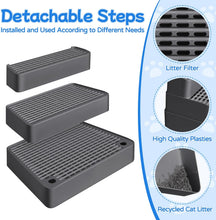 Load image into Gallery viewer, Large 3-Step Litter Box Ramp, Adjustable Cat Steps with Filter Function Stairs
