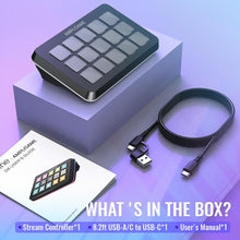 Load image into Gallery viewer, FIFINE D6 Streaming Controller Macro Keyboard 15 Customizable Keys for Stream, Gaming, Podcast. Keypad Compatible with Twitch, OBS, YouTube, Streamlabs. for Mac And PC.
