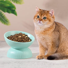 Load image into Gallery viewer, Ceramic Raised Cat Food Bowl - Tilted Elevated Cat Bowl Anti Vomit  6.1 inch
