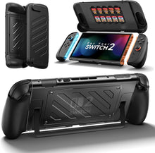 Load image into Gallery viewer, JSAUX Split Protective Grip Case for Switch 2 with Front Cover Drop Protection, Dockable, Ergonomic Non-Slip Grip, Kickstand Compatible, PC Front Cover, TPU Middle Frame, 10-Card Storage
