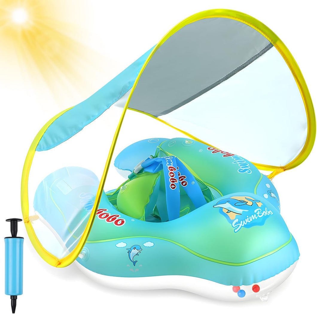 Inflatable Baby Swimming Pool Float with Sun Canopy 12-36 months