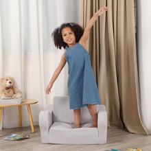 Load image into Gallery viewer, BestRoyal Grey Seating Toddler Couch, 2-in-1 Convertible Toddler Chair to sofa
