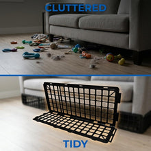 Load image into Gallery viewer, 12 Pcs Black Plastic Fence Panels, Adjustable Under Sofa Blocker for Pets/Toys
