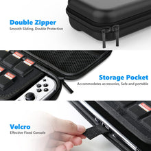 Load image into Gallery viewer, HEYSTOP Switch OLED Case Kit Compatible with Nintendo Switch OLED Accessories Kit Protector Case Carrying Case for Nintendo Switch OLED with Tempered glass Screen Protector and 6 Pcs Thumb Caps,Black
