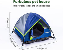 Load image into Gallery viewer, Blue Cat Tent, Large Cave Bed for Indoor Cats and Small Dogs with Soft Mat - 22"
