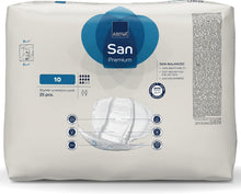 Load image into Gallery viewer, ABENA San Premium Mens &amp; Womens Incontinence Pads, Breathable &amp; Comfortable, Fast Absorption, Discreet &amp; Effective Shaped - Premium 10, 2800ml Absorbency, 25PK
