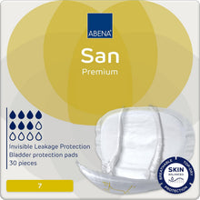 Load image into Gallery viewer, ABENA San Premium Mens &amp; Womens Incontinence Pads, Breathable &amp; Comfortable, Fast Absorption, Discreet &amp; Effective Shaped - Premium 7, 2100ml Absorbency, 30PK
