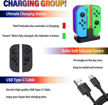 Load image into Gallery viewer, Deruitu Switch Accessories Bundle Compatible with Nintendo Switch, Kit with Carrying Case, Screen Protector, Compact Playstand, Game Case, Joystick Cap, Charging Dock,Steering Wheel (HW-1)
