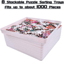 Load image into Gallery viewer, 8 Sorting Trays with Lid 8x8 Premium Puzzle Trays for Lovers Up to 1000-1500 Pieces, Convenient Tool (White)
