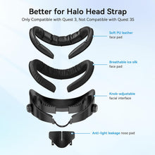 Load image into Gallery viewer, AMVR FC4 Upgraded Face Cover Pad Facial Interface Compatible with Meta/Oculus Quest 3 Accessories, with Knob Adjustable, with PU Face Cushion and Breathable Ice Silk Cotton(Better for Halo Head Strap)
