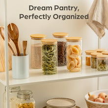 Load image into Gallery viewer, Praknu Glass Storage Jars - Set of 4 Jars With Lid - Airtight Bamboo Lids - 1200

