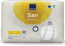 Load image into Gallery viewer, ABENA San Premium Mens &amp; Womens Incontinence Pads, Breathable &amp; Comfortable, Fast Absorption, Discreet &amp; Effective Shaped - Premium 7, 2100ml Absorbency, 30PK

