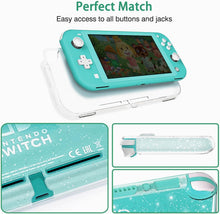 Load image into Gallery viewer, TIKOdirect Carrying Case for Switch lite, Shockproof Portable Travel Bag with Glitter Galaxy case, Screen Protectors and Cute Leaf Thumb Grips Caps, Leaf Green
