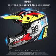 Load image into Gallery viewer, Youth Kids Motorcycle ATV Helmet, ECE 22.06 Approved, Full Face MTB Helmet, Motorbike Off Road Crash Helmet, Kids Motocross Offroad Street Dirt Bike BMX MX ATV Protective Helmet M
