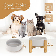 Load image into Gallery viewer, Grey Ceramic Elevated Raised Cat Bowl,Cat Food Dish with Stand, Raised Cat Food
