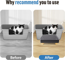Load image into Gallery viewer, Large Litter Box Ramp, Cat Litter Step Catcher with Wooden Feet, Filter Function, Pedal Stool for Self-Cleaning Cat Litter Box, Ideal for Kitten &amp; Older Cats (Dark Grey)
