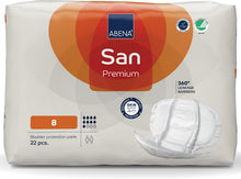 Load image into Gallery viewer, ABENA San Premium Mens &amp; Womens Incontinence Pads, Breathable &amp; Comfortable, Fast Absorption, Discreet &amp; Effective Shaped - Premium 8, 2500ml Absorbency, 22PK
