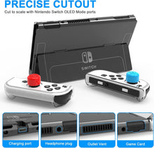 Load image into Gallery viewer, HEYSTOP Switch OLED Case Kit Compatible with Nintendo Switch OLED Accessories Kit Protector Case Carrying Case for Nintendo Switch OLED with Tempered glass Screen Protector and 6 Pcs Thumb Caps,Black
