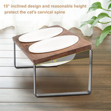 Load image into Gallery viewer, GUUSII HOME Raised Cat Food Bowl Elevated Kitty Dish 2 Ceramic Bowls Dia 14cm
