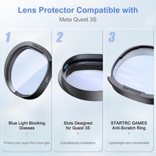 Load image into Gallery viewer, Lens Protector Set Compatible with Meta Quest 3S Accessories, Soft Lens Protector Cover, Glasses Spacer with Blue Light Blocking Glasses for Oculus Quest 3S/Quest 2
