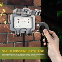 Load image into Gallery viewer, Outdoor Sockets Weatherproof with 6M/20FT Extension Cable, 2 Gang Extension Lead

