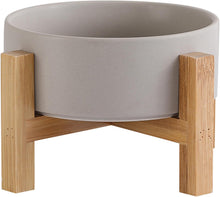 Load image into Gallery viewer, Grey Ceramic Elevated Raised Cat Bowl,Cat Food Dish with Stand, Raised Cat Food
