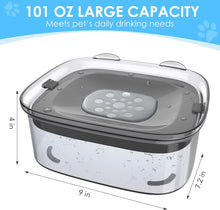 Load image into Gallery viewer, Heouvo 3L Dog Water Bowl No Spill, 101oz Large Spill Proof Dog Bowl Reduce Refill, Anti Splash No Mess Dispenser Dripless Slow Drinking Water Bowl for Sloppy Messy Drinkers (Gray)
