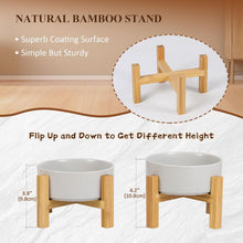 Load image into Gallery viewer, Grey Ceramic Elevated Raised Cat Bowl,Cat Food Dish with Stand, Raised Cat Food
