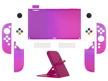 Load image into Gallery viewer, PlayVital Clear Series Protective Case for Nintendo Switch 2, Anti-Scratches Hard Shell Dockable Grip Cover with Extra Foldable Stand &amp; Thumb Grips for Nintendo Switch 2 - Clear Atomic Purple Rose Red
