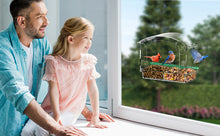Load image into Gallery viewer, Window Bird Feeders with 4 Strong Suction Cups and Detachable Seed Tray for Small Birds only, BPYOT Acrylic Clear Bird Feeders are Unique Gardening Gifts for Elderly Grandpa/Grandma/Grandparents
