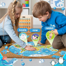 Load image into Gallery viewer, World Map Jigsaw Puzzle for Kids (71 pieces puzzle) Round Puzzles for Toddlers
