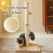 Load image into Gallery viewer, MeowHomm 32” Tall Cat Scratching Posts for indoor cats adults with 2 Hanging Ball, Large Cat Scratch Post Cat Scratcher includes Sisal Rope
