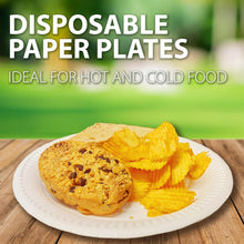Load image into Gallery viewer, 9 Inch Round Paper Plates - White Disposable Plates for School Office BBQ SNACKS 500PK
