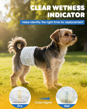Load image into Gallery viewer, Powools Male Dog Nappies - 96 Count Disposable Dog Nappies Male with Wetness Indicator, Leakproof &amp; Comfortable, Highly Absorbent Belly Bands for Training, Incontinence &amp; Travel, Small
