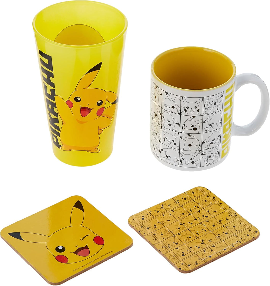 Pokémon Pikachu Glass Ceramic Mug and 2 Coasters Gift Set