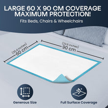 Load image into Gallery viewer, TANNESS 50 x Disposable Bed Pads - 90x60cm Pads Women and Men - Waterproof Sheet, Bed Wetting Mats - Disposable Changing Mats Baby
