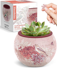 Load image into Gallery viewer, PieceRelax 3D Puzzle Planter - Singing Birds and Flowers - Small Round Plant Pot
