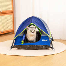 Load image into Gallery viewer, Blue Cat Tent, Large Cave Bed for Indoor Cats and Small Dogs with Soft Mat - 22"
