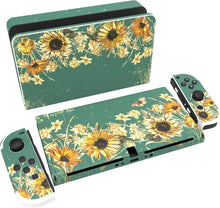 Load image into Gallery viewer, PlayVital Full Set Protective Stickers for Nintendo Switch OLED Model, Customized Vinyl Decal Skins for Switch OLED Console &amp; Joycon &amp; Dock &amp; Grip - Sunflowers
