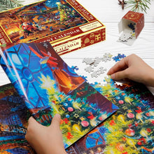 Load image into Gallery viewer, Advent Calendar Jigsaw Puzzle, 24 Christmas Puzzle Boxes, Family Holiday Jigsaw SANTA
