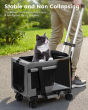 Load image into Gallery viewer, Pecute Cat Carrier with Wheels, Portable Pet Carrier on Wheels with Stable Structure, Breathable Mesh Pet Trolley Bag, Pet Carrier with Wheels Suitable for Both Long and Short Trips, Black
