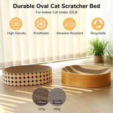 Load image into Gallery viewer, FUKUMARU Cat Scratcher Cardboard Lounge Bed, 2-in-1 Cat Scratch Pad, Oval Cats Scratching Board Indoor, Durable Modern Kitty Scratcher Bowl, Cats Scratch Furniture Protector, Wood Color

