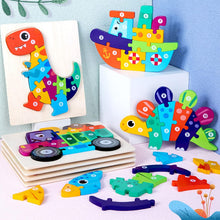 Load image into Gallery viewer, HUADADA Wooden Puzzles Dinosaur Animals Jigsaws puzzle Toys for 2 3 4 Year Old boy 4 Pack Shape Number Toddler Puzzles Toddler Toys Educational Games for Girls Boys Children
