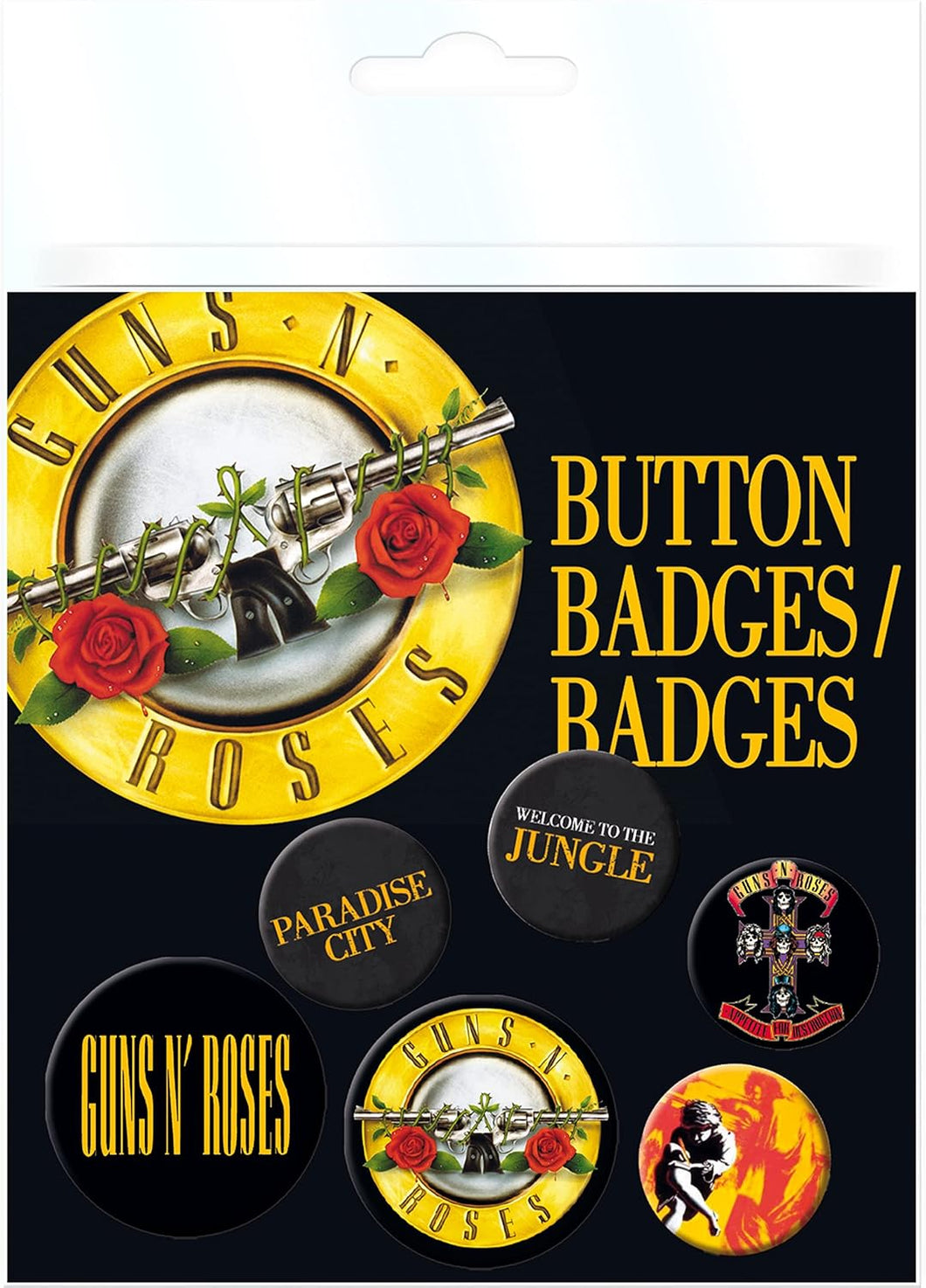GB eye Guns N Roses Lyrics and Logos 6 Badge Pack COLLECTABLES