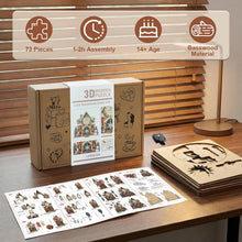 Load image into Gallery viewer, 3D Wooden Puzzle Clock - DIY House Model Kit for Adults to Build, Functional Wall Clock with Moving Pendulum, Wood Craft Hobby Set, Unique Valentine's Day Gift for Him Her
